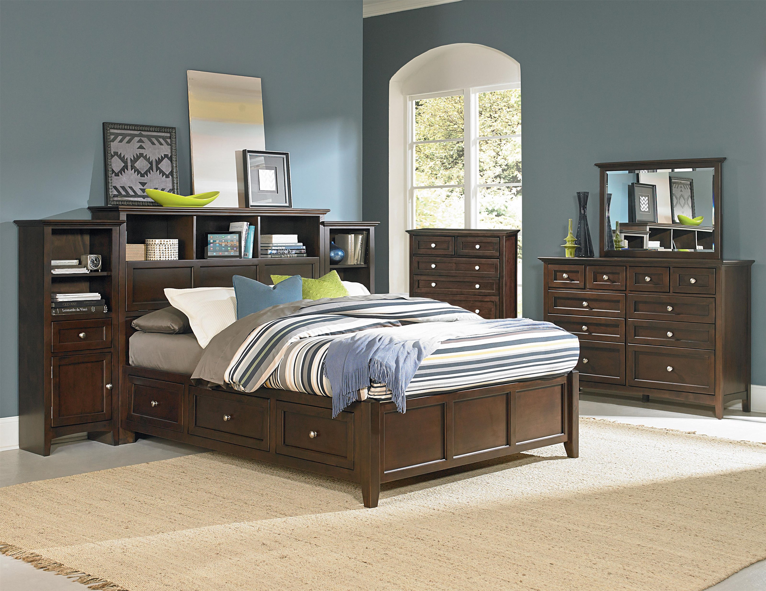 4P2164145 Queen Pedestal Bedroom Group Sadler's Home Furnishings Bedroom Groups